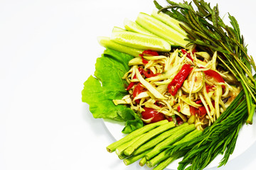 papaya salad and chicken wing