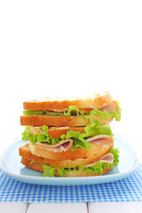 sandwich with ham, cream cheese and lettuce