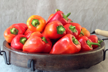 Red pepper lying on a platter..