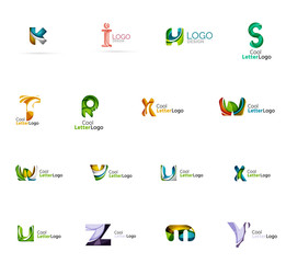 Set of colorful abstract letter corporate logos created with