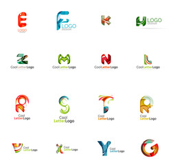 Set of colorful abstract letter corporate logos created with
