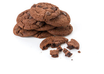 soft dark chocolate brownie cookies on white