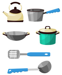 Editable Kitchen Equipment Vector Illustration Set