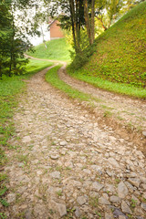 Obraz premium A beautiful trekking path in the mountain.