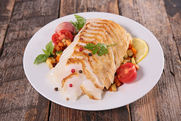 fish fillet and vegetables