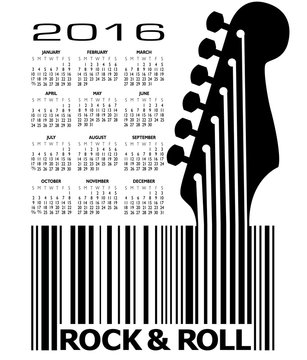 2016 Creative Guitar Calendar for Print or Web