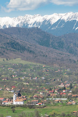 Fototapeta na wymiar Mountain village view from Bran, Romania