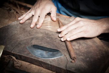Traditional making of fine cuban cigars