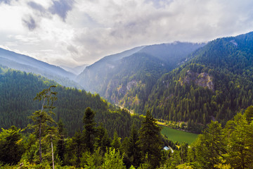 beautiful wild mountain landscape in the Carpathian Mountains, R