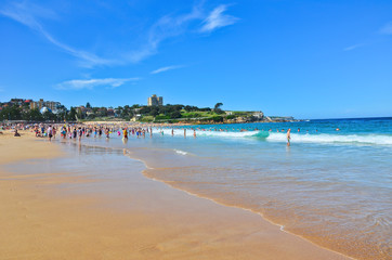 View of Coogee Beach in summer in Sydney, Australia.