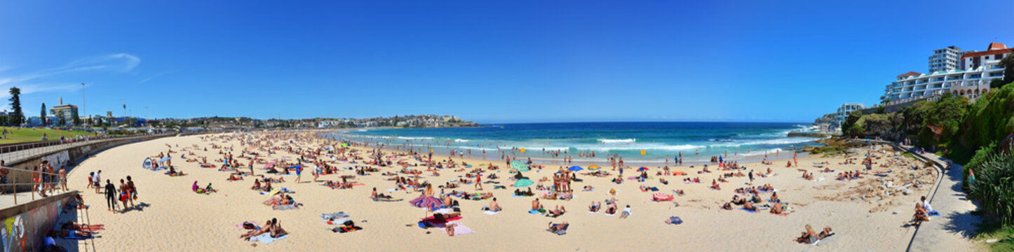 View of Bondi Beach in summer in Sydney, Australia.