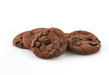 soft dark chocolate brownie cookies on white