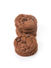 soft dark chocolate brownie cookies on white