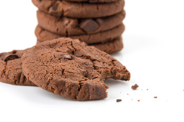 soft dark chocolate brownie cookies on white