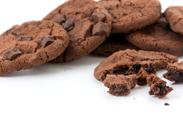 soft dark chocolate brownie cookies on white