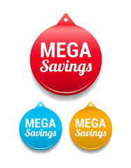 Mega Savings Round Tag