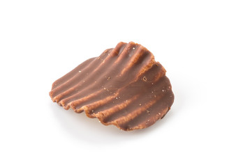 potato chip with chocolate on white