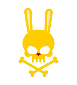 Cute Rabbit Skull With Bones. Good, Honey Head Skeleton Hare. Lo