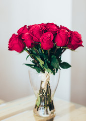 Bouquet of roses in a glass vase