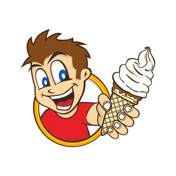 cartoon guy holding ice cream