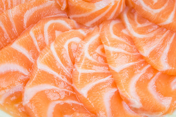 Fresh red salmon texture in the restaurant