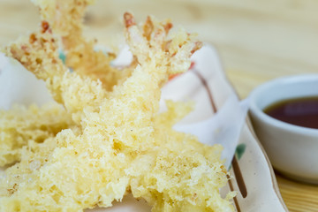 Traditional japanese food on wooden table