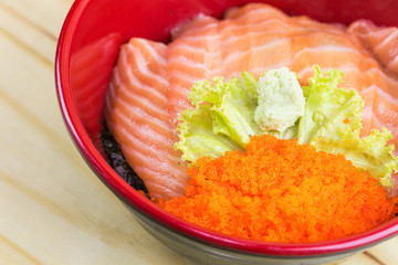 Traditional japanese food on wooden table