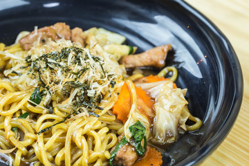 Traditional japanese food on wooden table