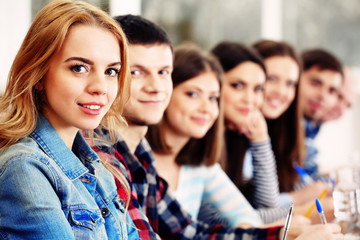 Group of students sitting in classroom