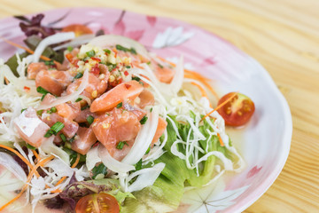 Traditional japanese food on wooden table