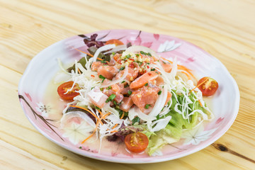 Traditional japanese food on wooden table