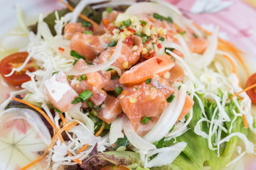 Traditional japanese food on wooden table