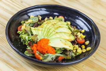 Traditional japanese food on wooden table