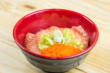 Traditional japanese food on wooden table