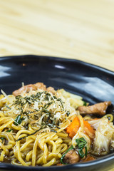 Traditional japanese food on wooden table