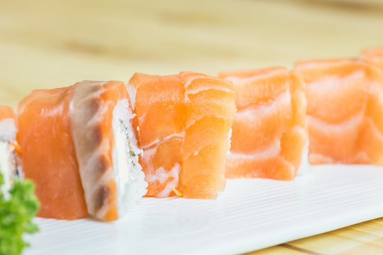 Traditional japanese food on wooden table