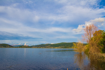 Vista del lago Trasimeno in Umbria