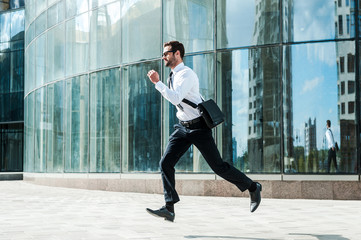 Hurrying to work.
