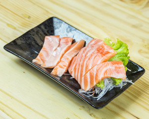Traditional japanese food on wooden table
