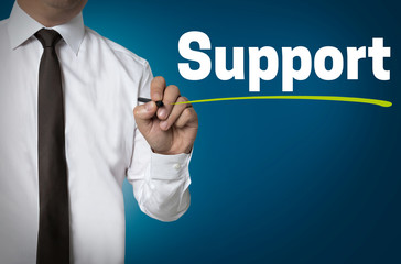 Support is written by businessman background concept