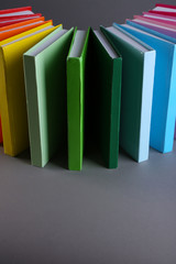 Fototapeta premium Colorful books on gray background