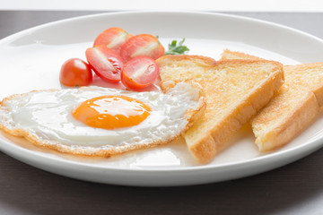 fresh fried egg and bread.