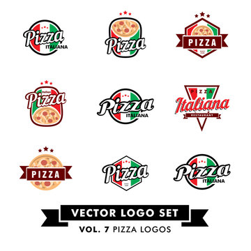 Retro Vintage Pizza Restaurant Vector Logo Set 