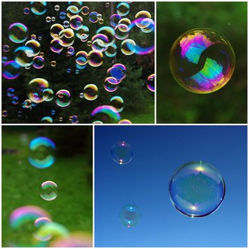 Soap bubbles - a collage of photos