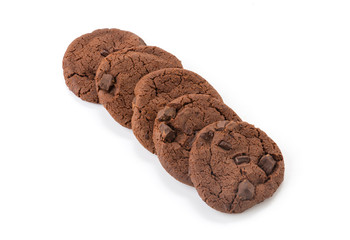 soft dark chocolate brownie cookies on white