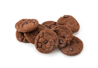 soft dark chocolate brownie cookies on white