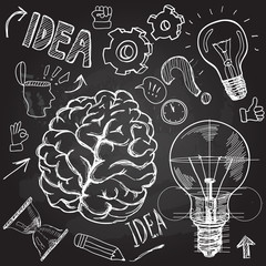 Set of thinking doodles elements