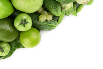 Fresh green food isolated on white