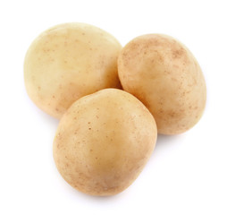 Young potatoes isolated on white