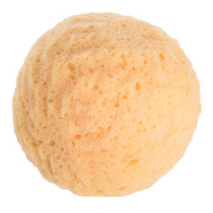 Synthetic bath sponge isolated on white.
